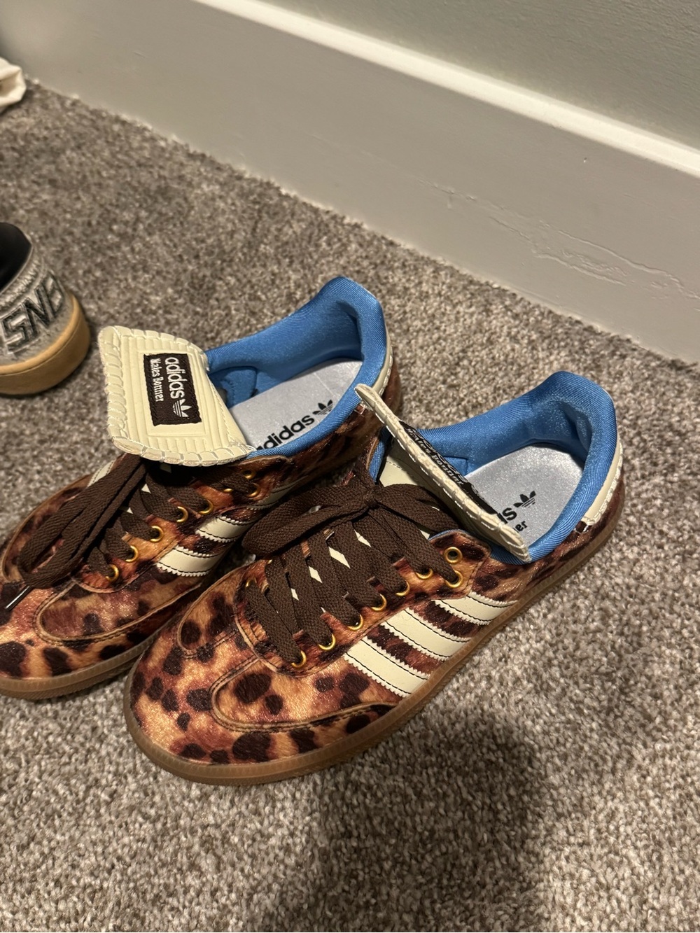 Sneakers in Brown, Cream & Blue Leopard Print